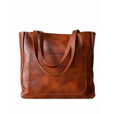 - BRĄZOWA TOREBKA SKÓRA NATURALNA SHOPPER BAG